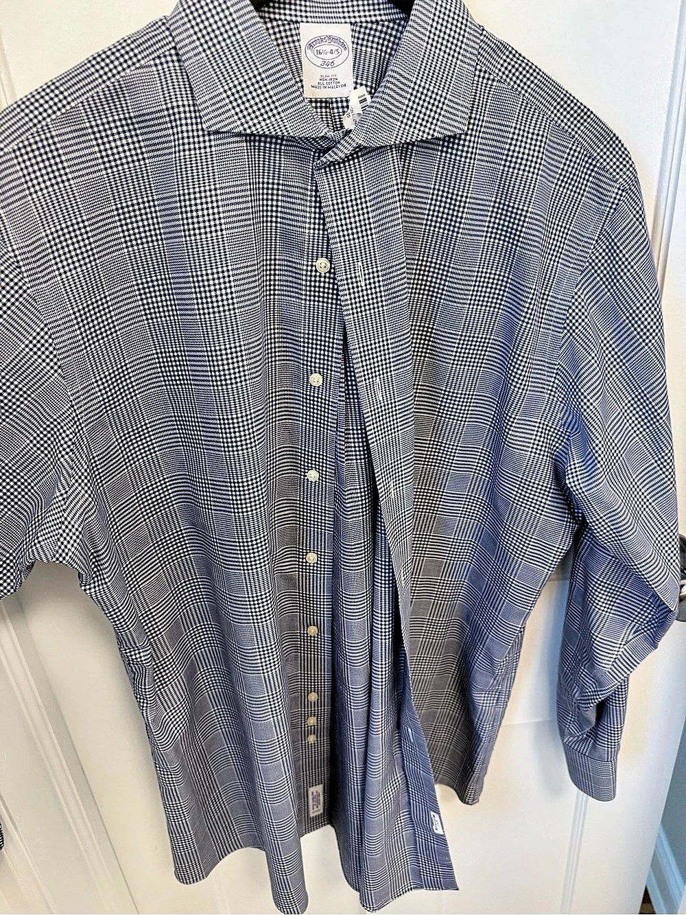 Brooks Brothers 346 Slim Fit Non-Iron Glen Plaid Dress Shirt Size 161⁄2-4/5